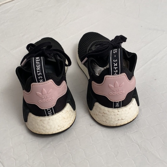 Adidas NMD R1 black with pink trim sneakers - Picture 3 of 8